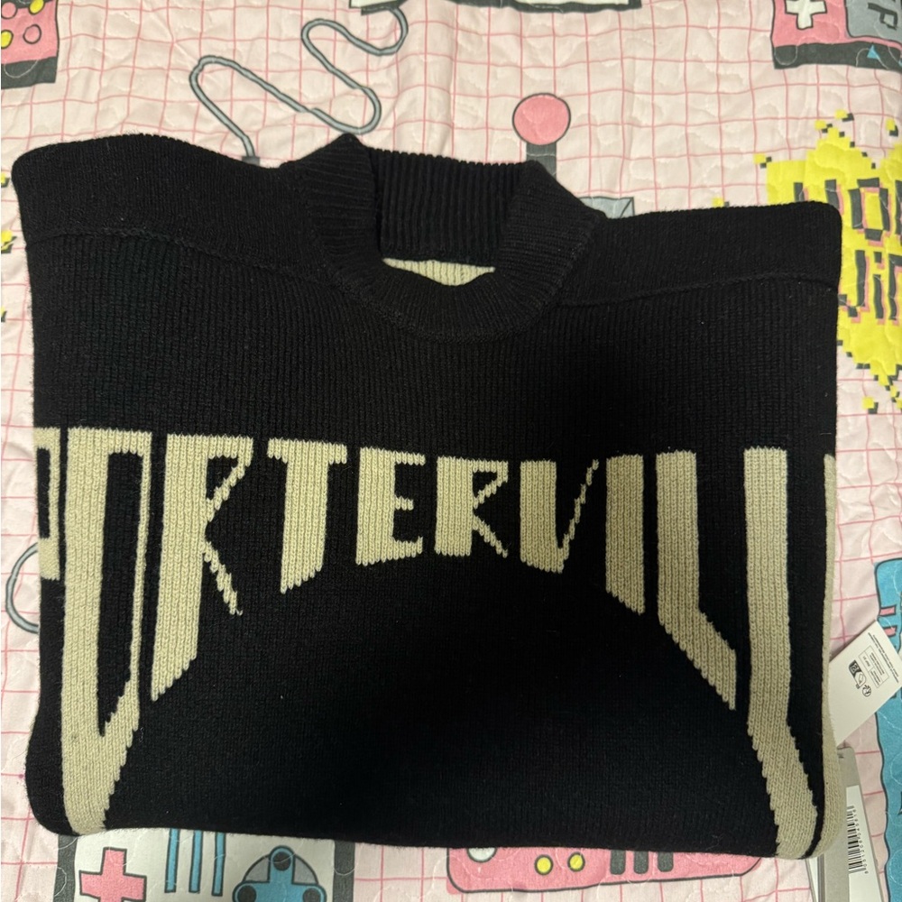 Black Sweater with Bold Graphic Design